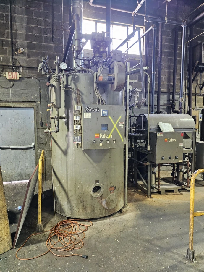 Fulton boiler and connected piping before machinery removal
