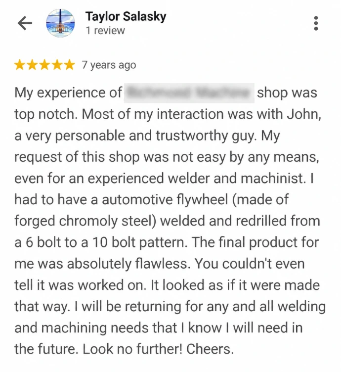 Customer review describing past project work